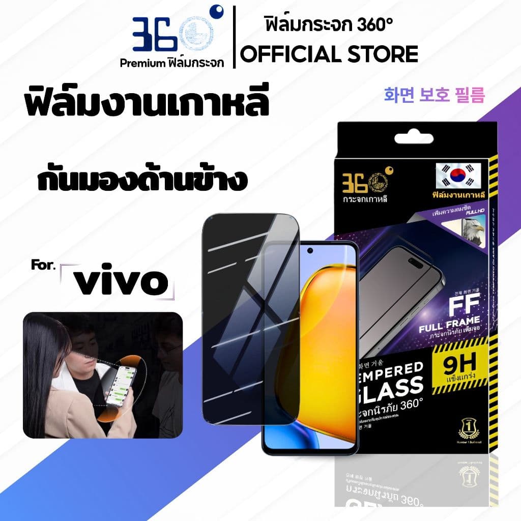 ฟิล์มกระจกคริสตัลกันมอง/กันเสือก Vivo Y200 Y100 Y21 Y28 Y04S V29E Y03 Y17s Y18 Y20 5G