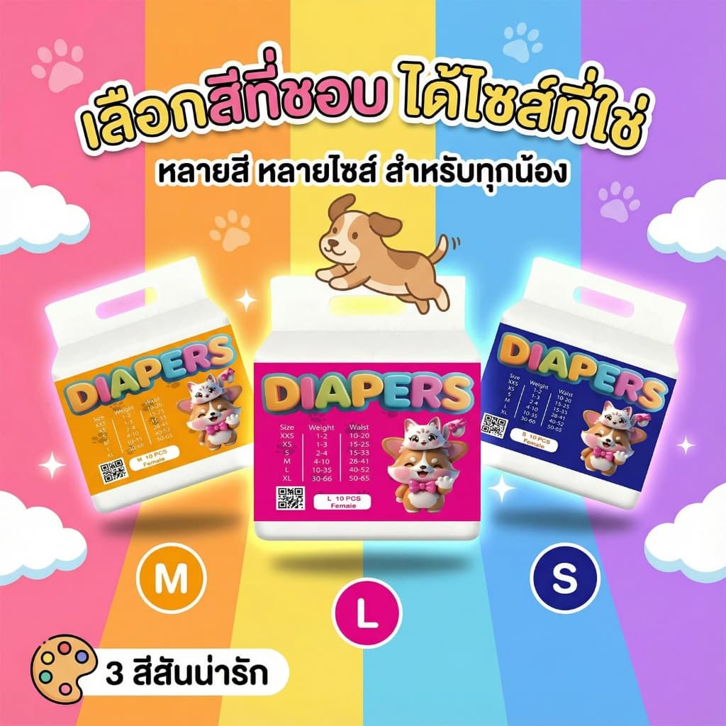 Thai.th ผ้าอ้อมสุนัข แบบใช้แล้วทิ้ง ชายและหญิง ชุดอุปกรณ์สําหรับสัตว์เลี้ยง ราคาต่อ 1 ถุง DokiDoki