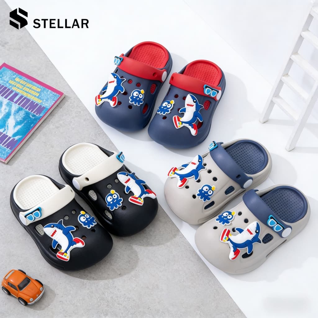 ส่งจากไทย 🚚 (เพิ่ม1เบอร์) STELLAR รองเท้าแตะรัดส้นเด็กลายการ์ตูนยาง EVA พื้นนิ่ม ใส่สบาย มีกันลื่น 3-8 ปี