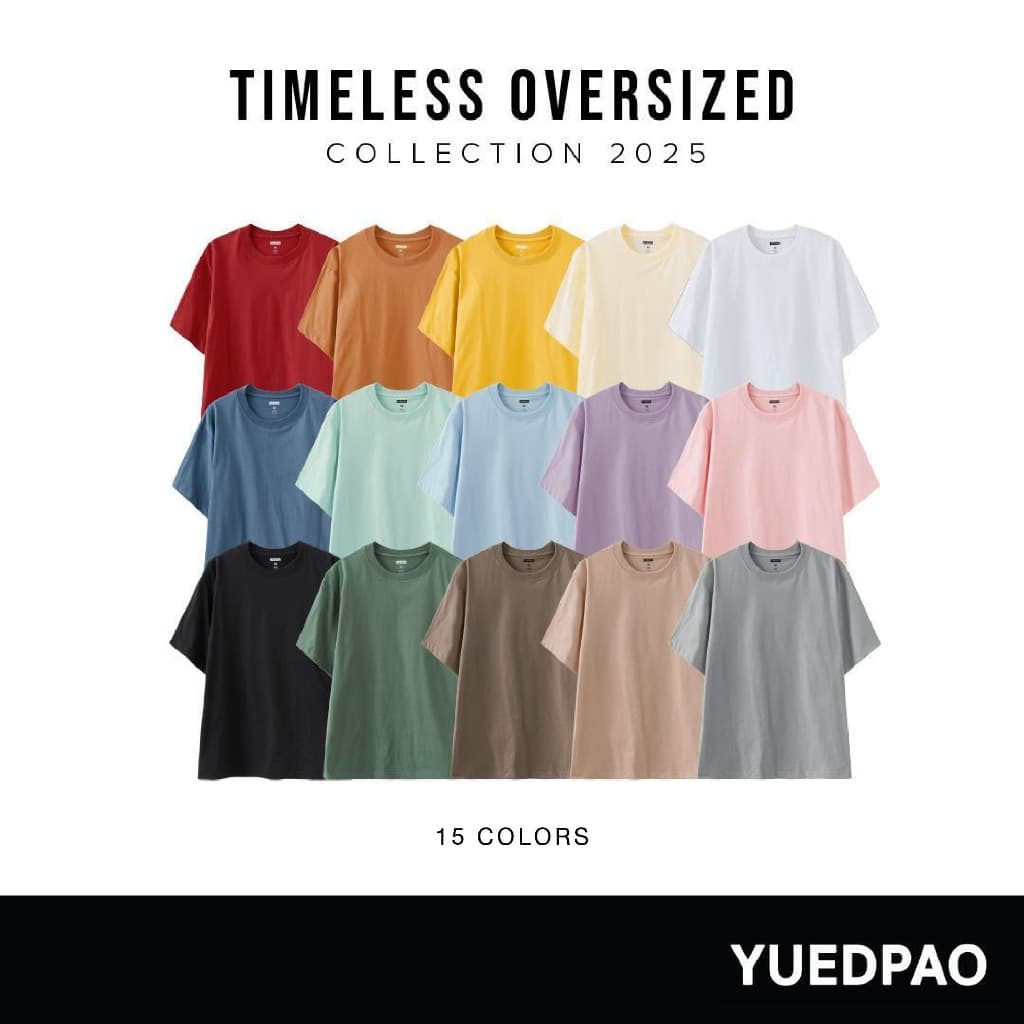 Yuedpao Oversized Timeless 2025 ผ้าหนายับยากรีดง่าย เสื้อยืดทรงหลวม ดีไซน์คลาสสิค เสื้อยืดเปล่า โอเวอร์ไซส์… รูปที่ 1