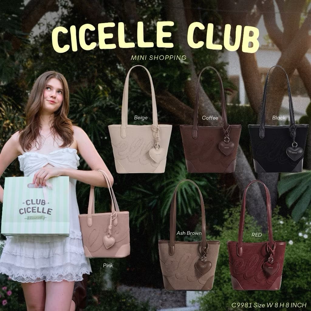 รวมทุกสี แท้💯 กระเป๋าถือ cicelle club แถมถุงกระดาษ หนังกลับสวยเนี้ยบสุดๆ แมตท์ทุกลุค 9981