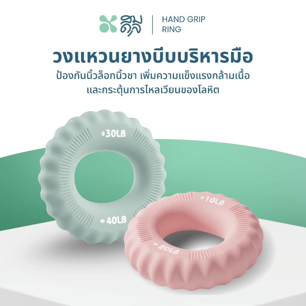 SOMDUL | วงแหวนยางบีบบริหารมือ ที่บีบมืออกกําลังกาย ยางบีบป้องกันนิ้วล็อกนิ้วชา Hand Grip Ring