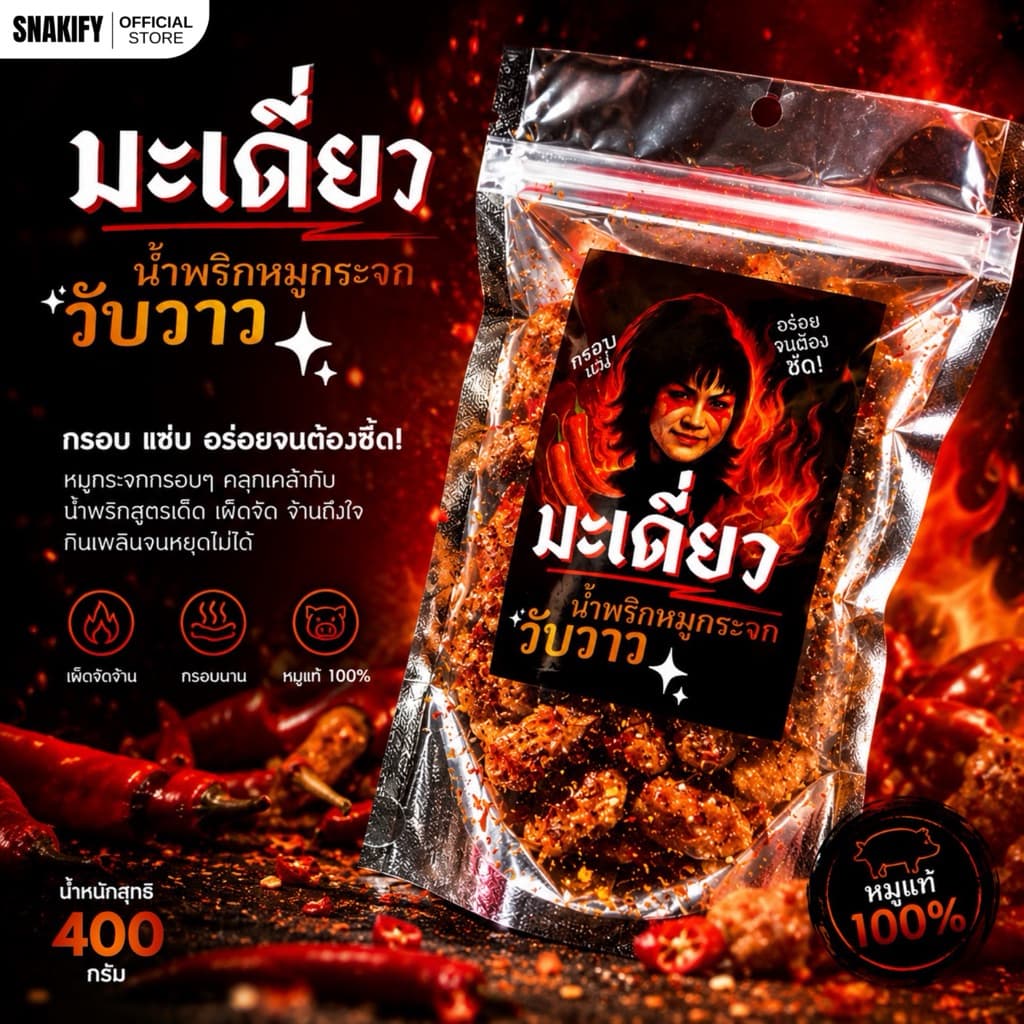 400 กรัม น้ําพริกหมูกระจก วับวาว เผ็ดอร่อยถึงใจ