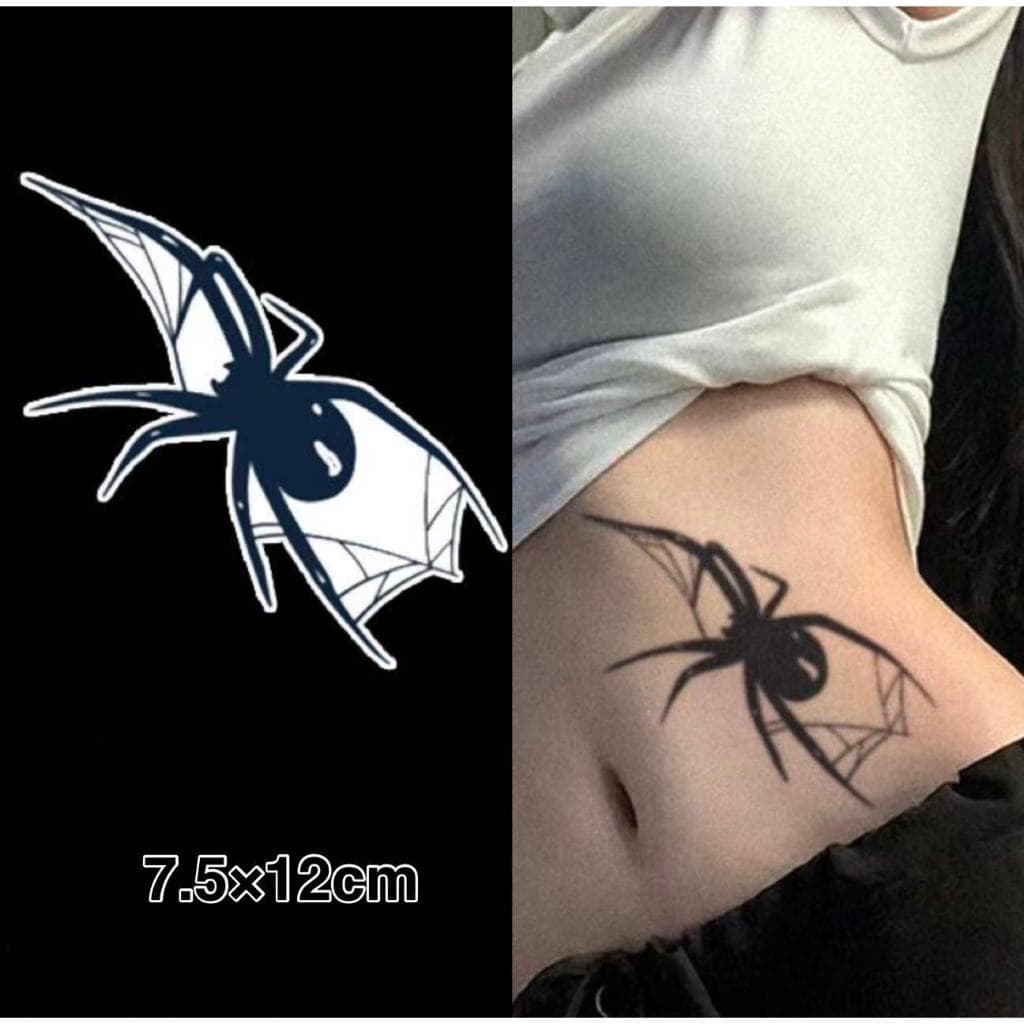 📦CODทั่วไทย 【Magic Tattoo】สติกเกอร์รอยสักสมุนไพร ลายแมงมุมสไตล์ดาร์ก ดีไซน์เซ็กซี่ กันน้ํา ติดทน2สัปดาห์
