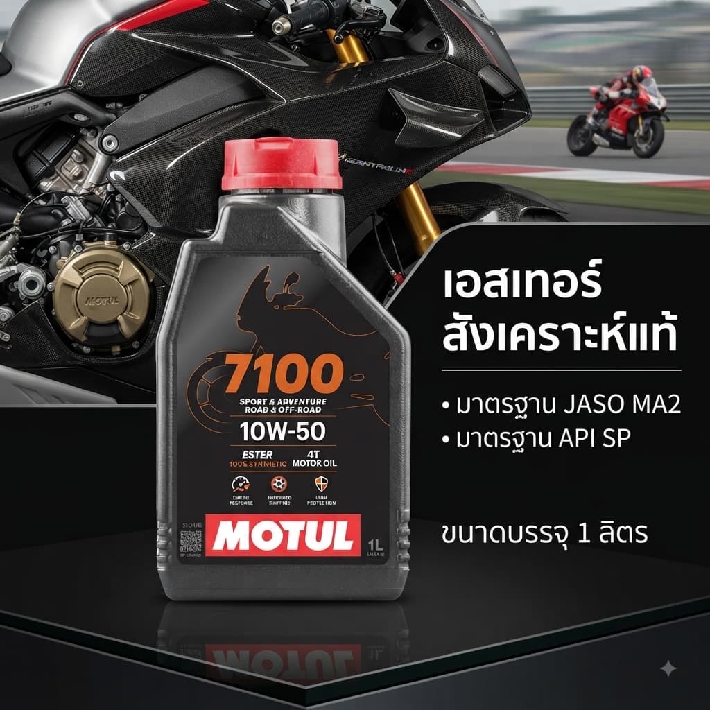 Motul 7100 10W-50 น้ํามันเครื่องมอเตอร์ไซค์ 4T สังเคราะห์ 100% 1 ลิตร | สําหรับ XMAX, บิ๊กไบค์
