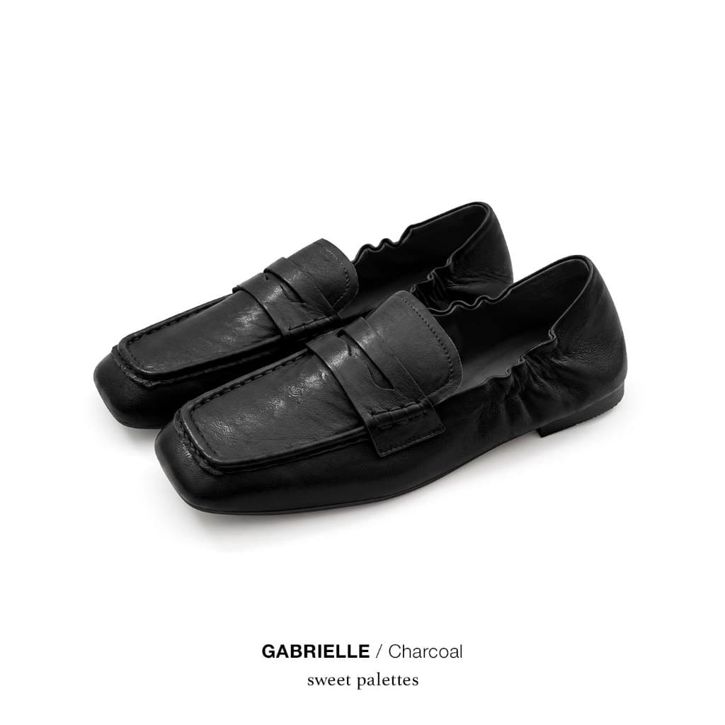 Sweet Palettes รองเท้า Loafer หนังแกะ Gabrielle Charcoal
