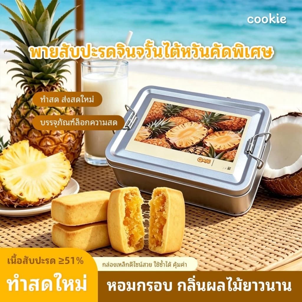 พายสับปะรด 0การเติม น้ําตาลทราย ของว่างยามบ่าย อาหารเช้า/แทนมื้อ ขนมไส้ เหมาะสําหรับเป็นของขวัญ ของฝา