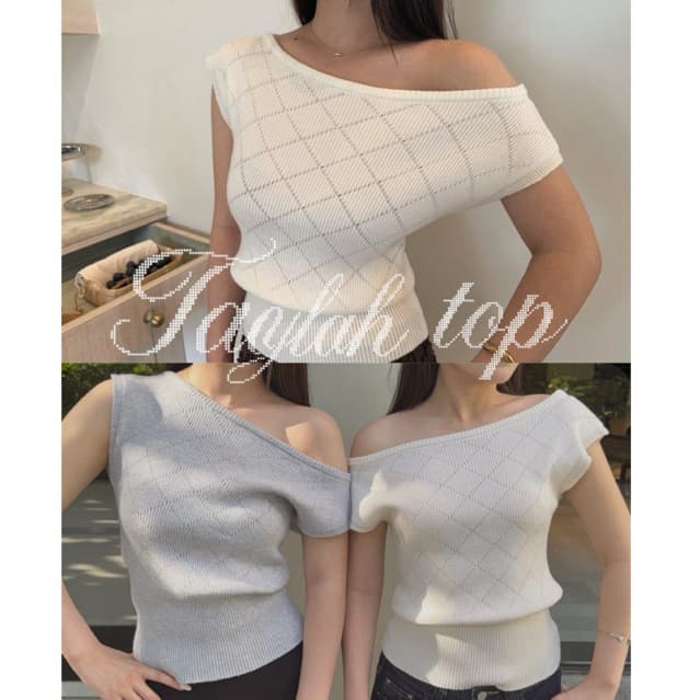 Delaine | Taylah top เสื้อปาดไหล่ไหมพรม