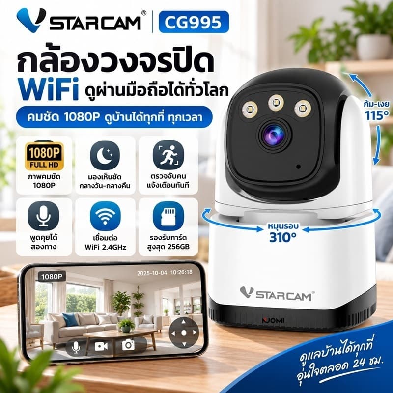 VSTARCAM CG995 4G LTE SIM FULL HD 1080P 2MP กล้องวงจรปิดใส่ซิม Ai+ตรวจจับเคลื่อนไหว พูดคุยโต้ตอบได้