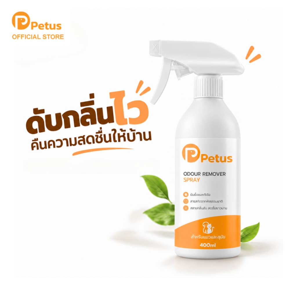Petus สเปรย์ดับกลิ่นบ้าน สัตว์เลี้ยง หมาแมว 500ml หัวฉีด 3 โหมด สูตรอ่อนโยน Pet Deodorant Spray