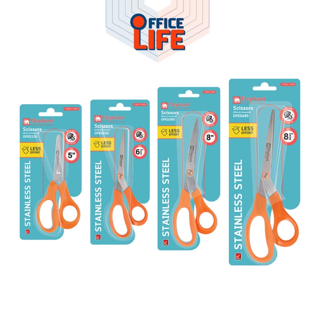 Elephant (ตราช้าง) กรรไกร Scissors กรรไกรสแตนเลส OFE ขนาด 5 / 6.5 / 8 / 8.5 นิ้ว ( 1 เล่ม ) รูปที่ 1