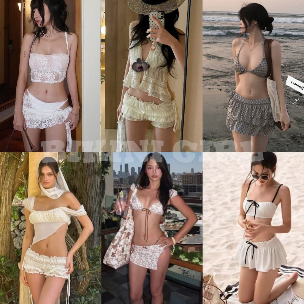 รุ่นใหม่ bikini ชุดว่ายน้ํา ทันสมัย ย้อนยุค ins ชายหาด ดีไซน์แบบผูกเชือก มีหลายแบบให้เลือก ส่งไวจากไทย