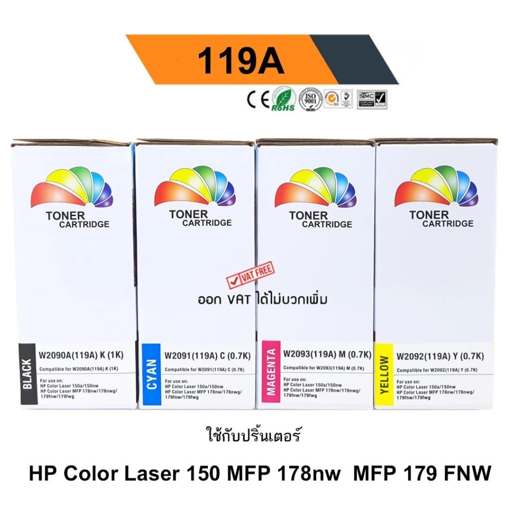 หมึก 119a MFP 150nw 179fnw ตลับหมึก printer color laserjet หมึกพิมพ์ W2090A W2091A W2092A W2093A