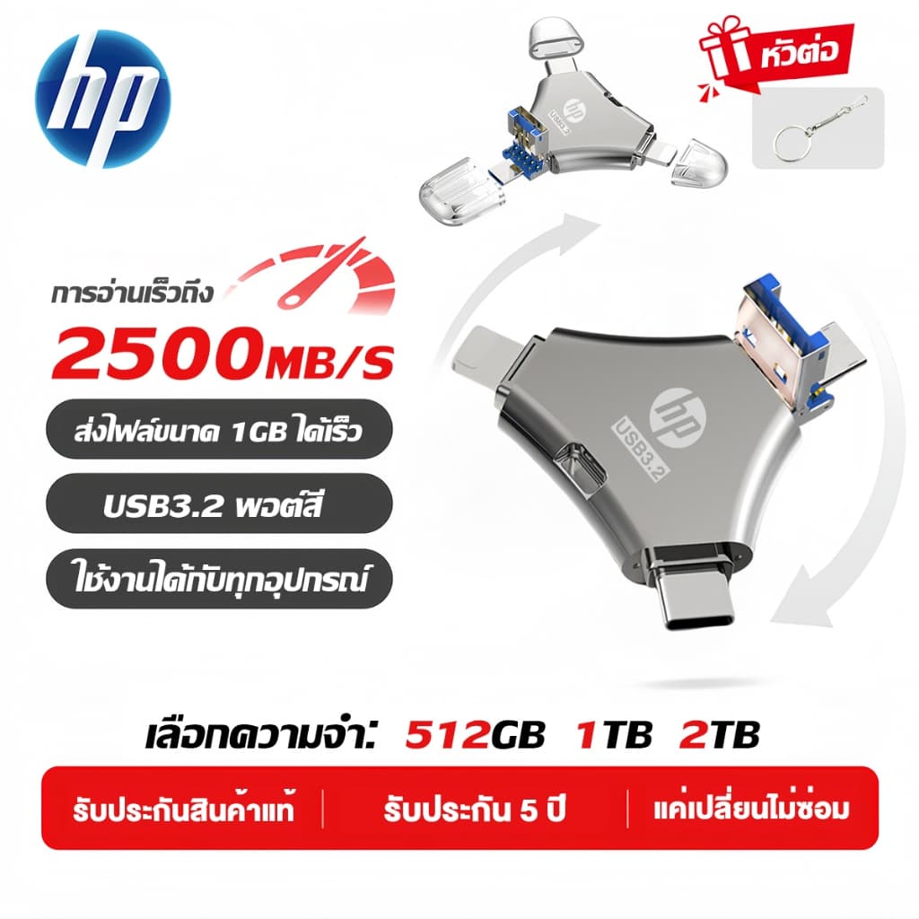 U Disk 4in1 ความจุใหญ่ 2TB USB3.2 ความเร็วสูง เข้ากันได้กับ iP/hone แฟลชไดรฟ์ หน่วยความจําข้อมูล otg