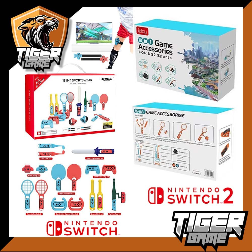 Dobe 18 in 1 Sportswear Switch (iPlay Sports Accessory Kit Nintendo Switch 2)(TNS-2125)(HBS-522)