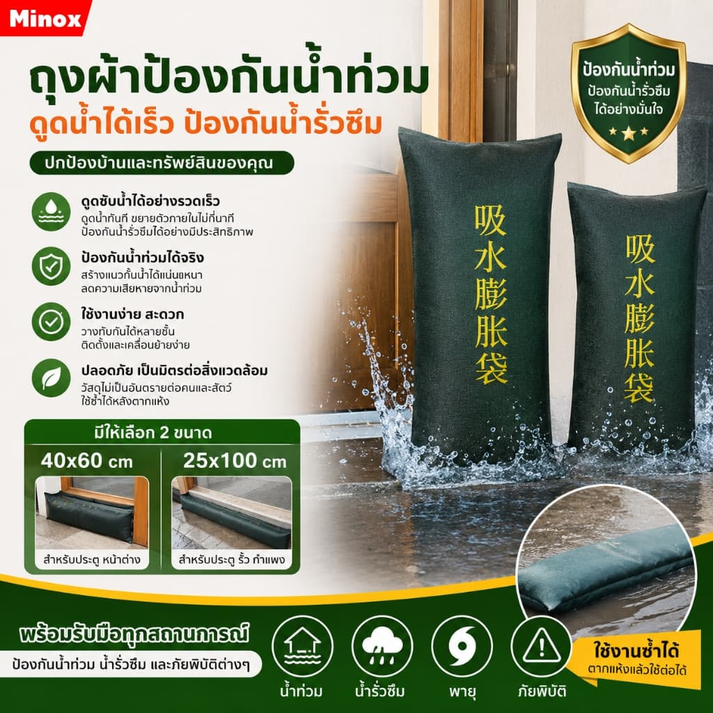ถุงผ้าป้องกันน้ําท่วม กระสอบทรายกันน้ํา ถุงดูดซับน้ํา BIGBAG ป้องกันน้ํา ถุงกระสอบกันน้ําท่วม รั้วกันน้ํา…