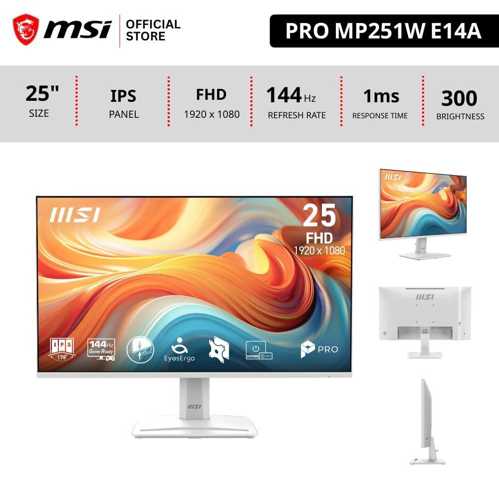 MSI PRO MP251 E14A สีดํา / PRO MP251W E14A สีขาว จอคอมพิวเตอร์ Monitor FHD