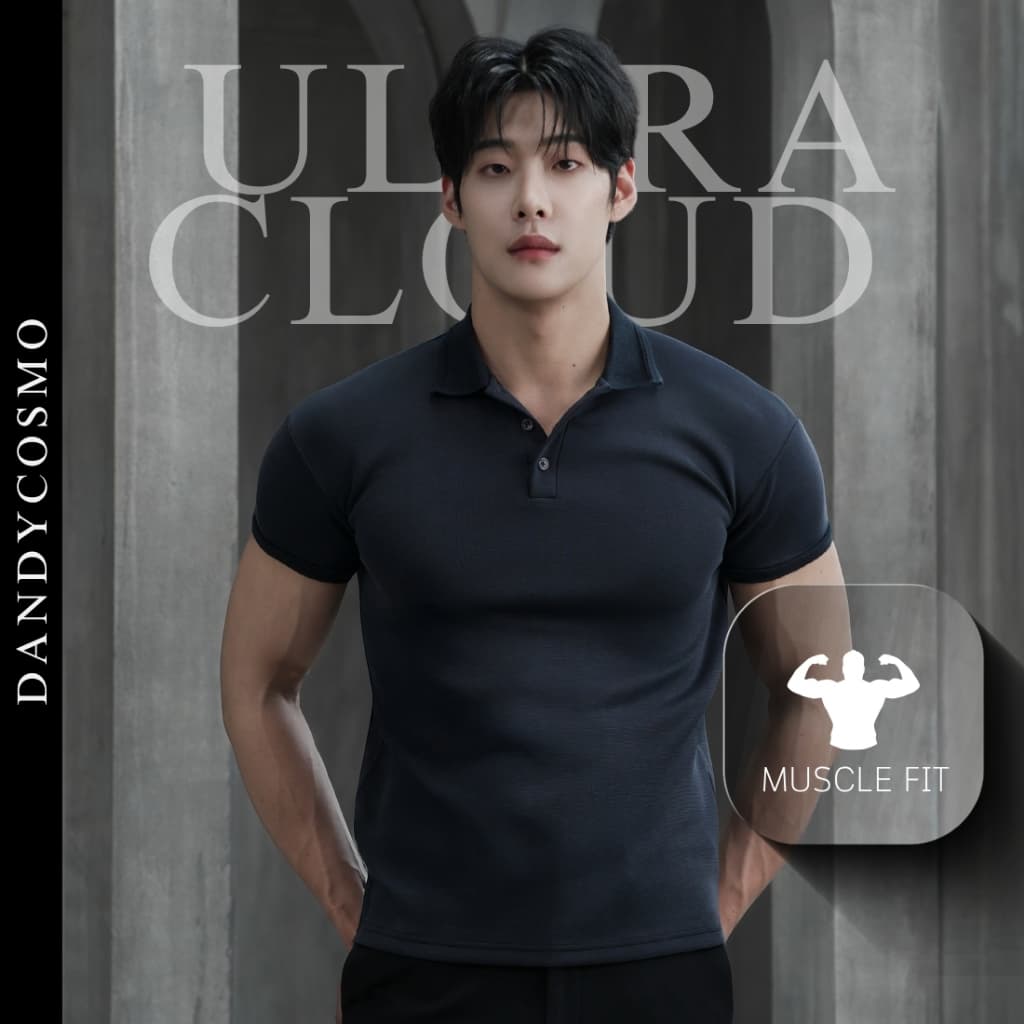 DANDY COSMO | Muscle Fit Ultra Cloud Polo เสื้อโปโล หุ่นล่ํา Upgrade ผ้า Lyocell + EcoCosy นุ่มลื่น คล้ายไหม…