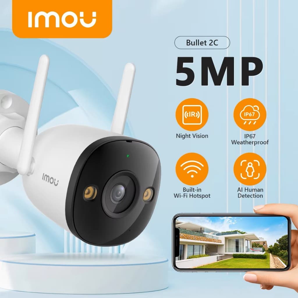️กล้องวงจรปิดไร้สาย ️Dahua IMOU Bullet 2C 3MP/5MP Smart IP Camera กันน้ํา กันฝุ่น คมชัดทุกรายละเอียด