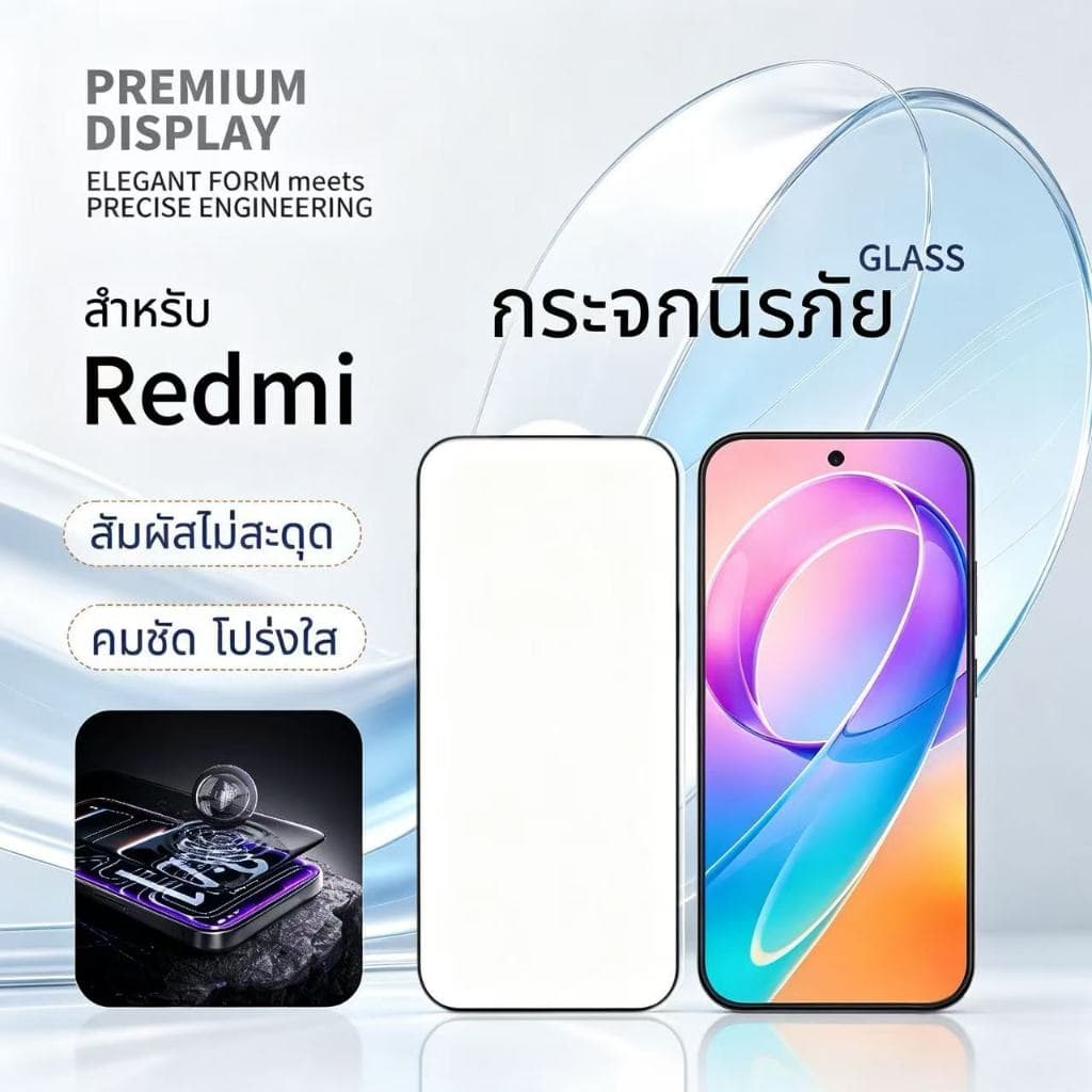 HD-Glass ฟิล์มกระจก ทนต่อรอยขีดข่วน For Xiaomi Redmi 17T Pro 17C 15C/15a 4G 14C 13C 12C 10C Redmi 15 4G/5G…