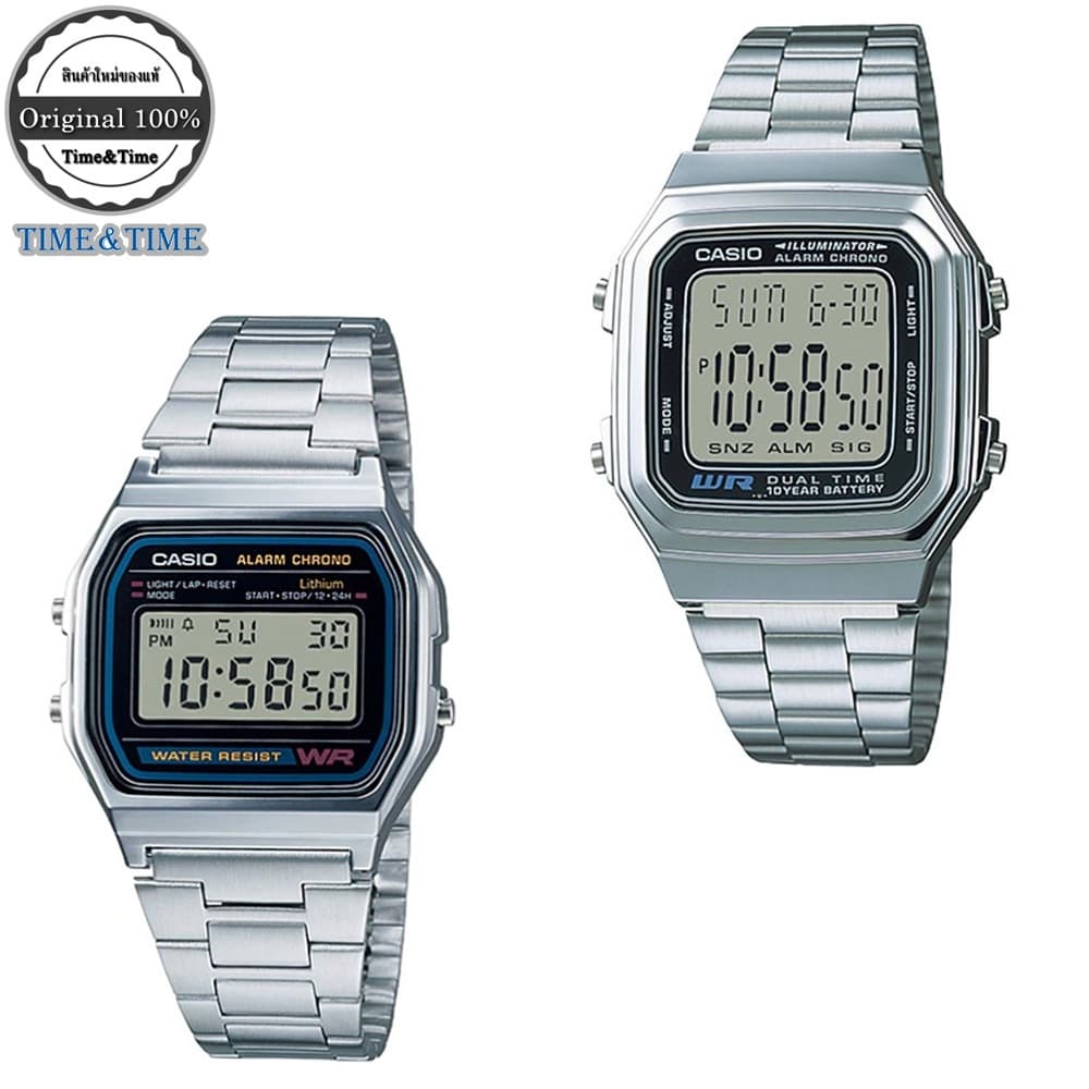 Casio Standard นาฬิกาข้อมือ สายสเตนเลส รุ่น A158WA-1DF, A178WA-1ADF