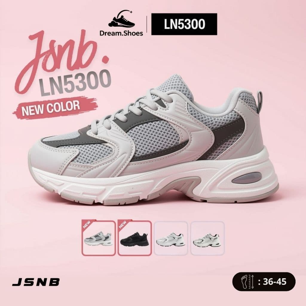 รองเท้าผ้าใบ ทรงสปอร์ต ไซส์ใหญ่ 36-45 พร้อมส่งฟรี รองเท้ากีฬาลําลอง ใส่วิ่งได้ นุ่ม กันลื่น [LN5300]