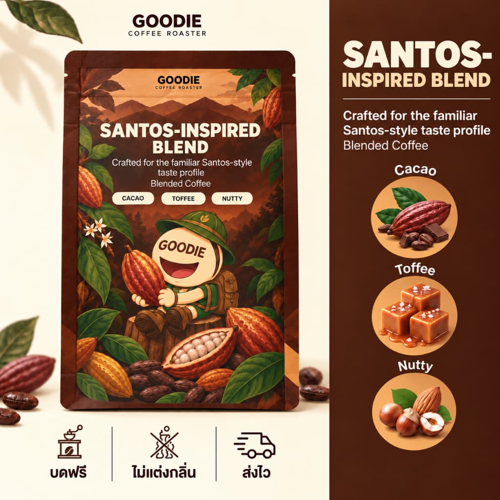 Goodie Coffee Roaster เมล็ดกาแฟ Santos-Inspired Blend