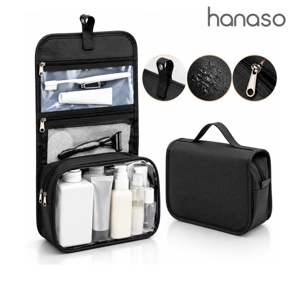 Hanaso กระเป๋าใส่อุปกรณ์อาบน้ํา จัดระเบียบเดินทาง แขวนได้ สําหรับพกพา กันน้ํา มีที่แขวน Toiletry bag