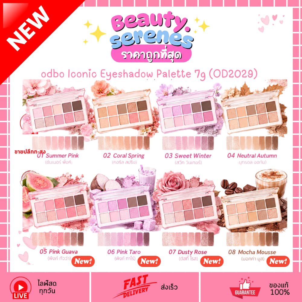 OD2029 ODBO Iconic Eyeshadow Palette พาเลตต์ตาไอโคนิค 10 ช่อง ODBO โอดีบีโอ 8 เฉดสี รูปที่ 1