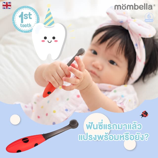 Mombella แปรงสีฟันมัมเบล่าเต่าทอง ของแท้จากอังกฤษ ปลอดภัยมี มอก. แปรงสีฟันซิลิโคนเด็กอ่อน…