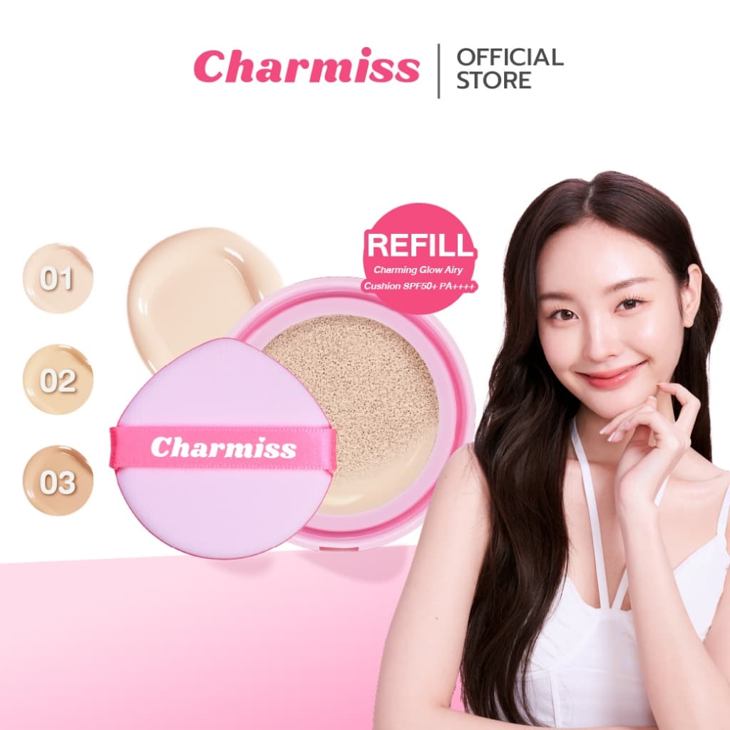 รีฟิลคุชชั่นชมพู Charmiss Charming Glow Airy Cushion SPF50+ PA++++ (Refill) คุชชั่นผิวโกลว์ใส เป็นธรรมชาติ…