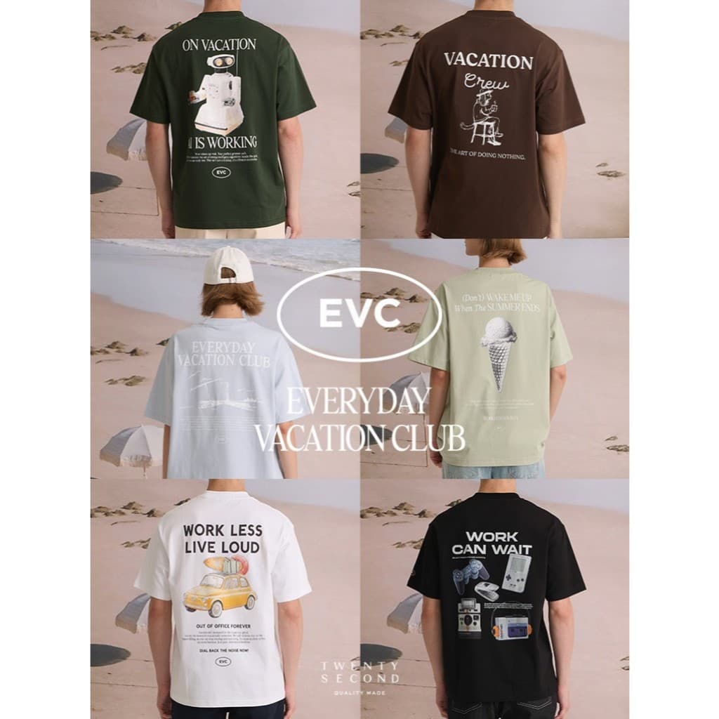 TWENTYSECOND เสื้อยืดสกรีน EVC ผ้า Sorona Cooling & Antibacterial, Quick dry, Anti-UV รุ่น Everyday Vacation…