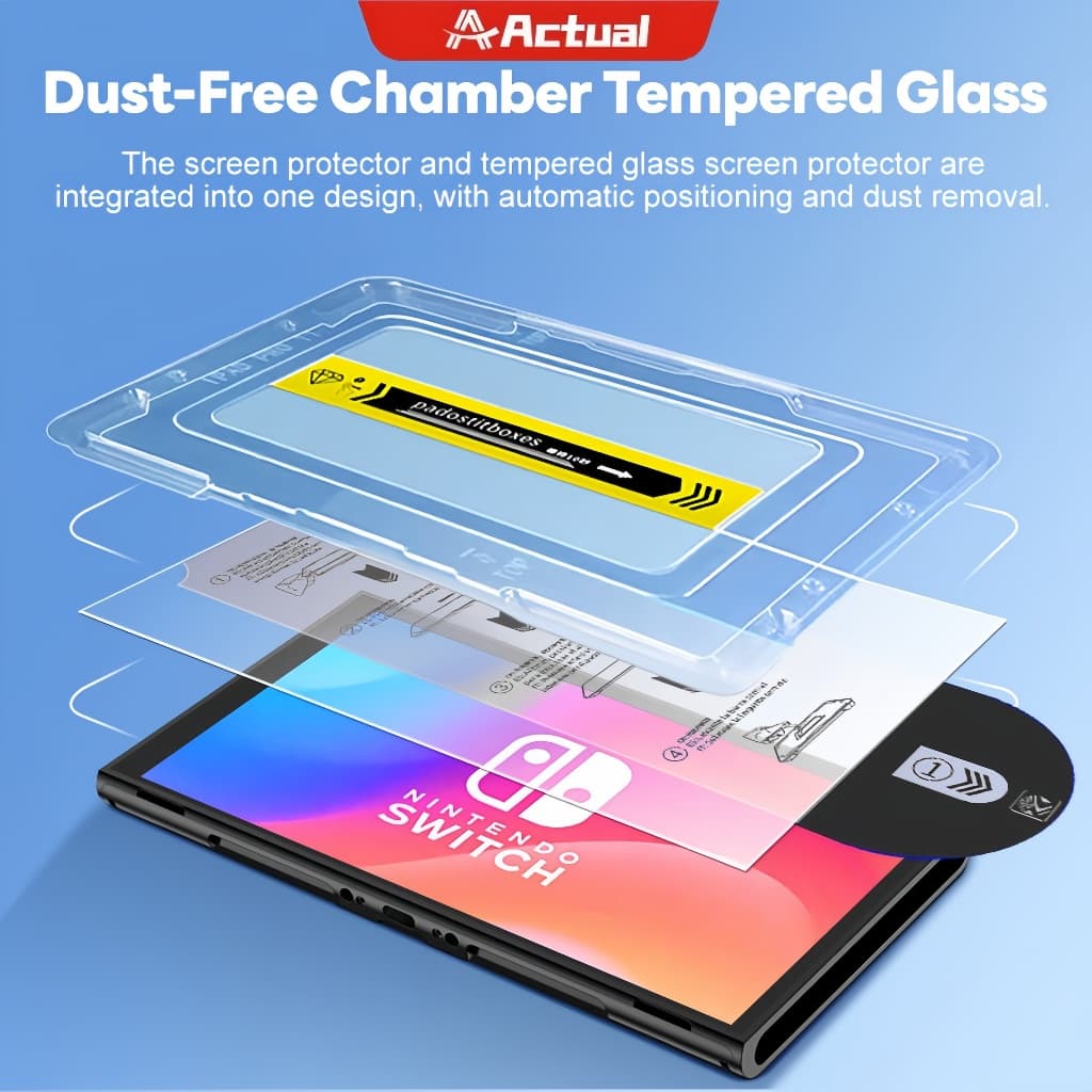 Actual EASY Temperglass 9h กระจกติดหน้าจอ Nintendo Switch 2 / Oled และ รุ่นปกติ ติดง่ายสุดๆ แค่วาง รู๊ดปรื๊ด