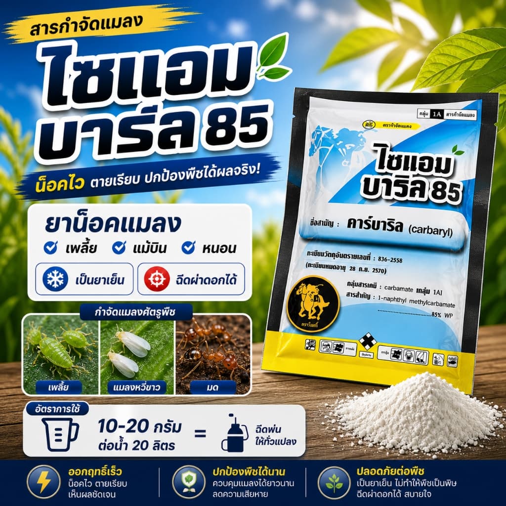 คาร์บาริล ( 100 กรัม ) เซฟวิน 85 สารกําจัดแมลง เพลี้ยไฟ หนอน มด ด้วง สามารถกําจัด เห็บ หมัด ในสุนัขได้