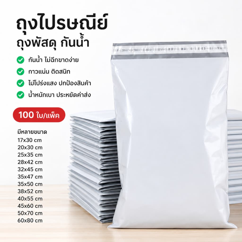 ถุงไปรษณีย์ ถุงพัสดุ ซองพัสดุ กันน้ํา ราคาถูก พร้อมส่ง 100ใบ/แพ็ค หลายขนาด