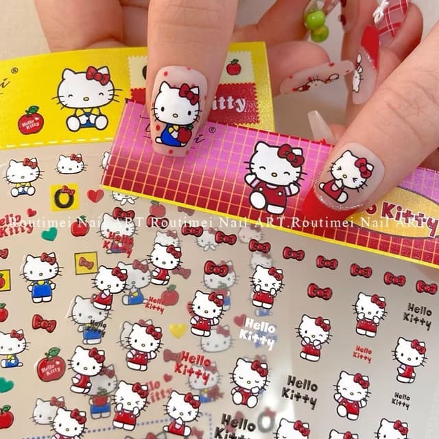 🌸 ลาย Hello Kitty แท้ความน่ารักเต็มแผ่น 🌸 ติดได้ทั้งเล็บเจลและเล็บธรรมชาติ 🌸…