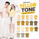 เสื้อยืดริ้ว โทนเหลือง Striped คอกลม เเขนสั้น