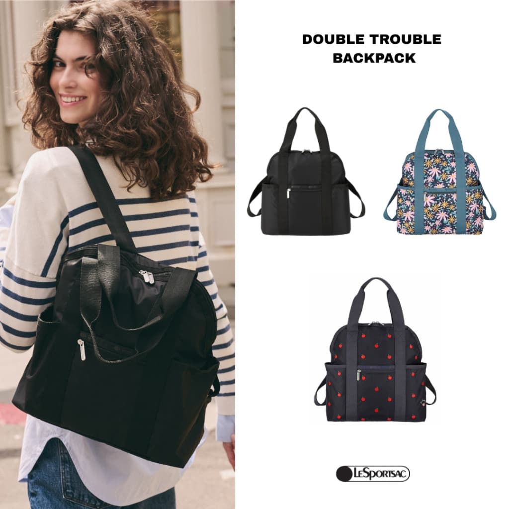 LeSportsac Double Trouble Backpack bag (Restock) กระเป๋าสะพายข้าง สะพายหลัง Style 2442