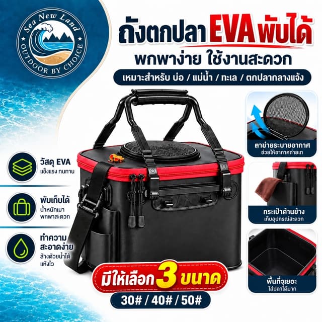กล่องเก็บของ แบบพกพา ถังตกปลา ถังพับได้ถังน้ําสําหรับปลา หนาและทนต่อการสึกหรอ