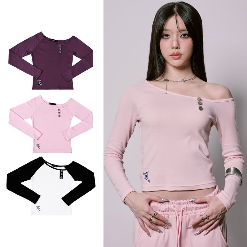 kome.offi เสื้อปาดไหล่แขนยาว รุ่น floren top