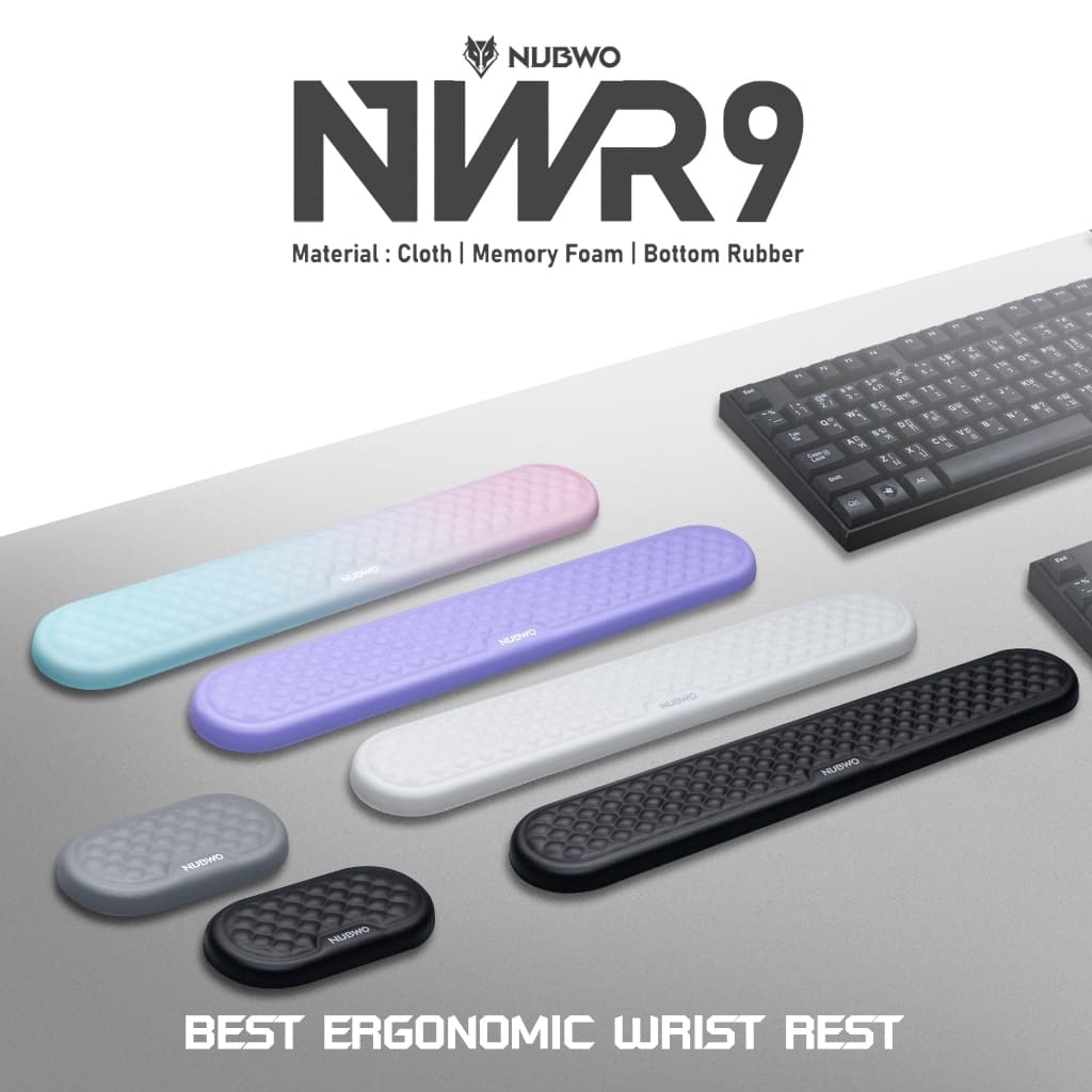 NUBWO แผ่นรองข้อมือ NWR9 Wrist Rest ผลิตจากเมมโมรี่โฟม พร้อม Anti-Slip ป้องกันการลื่นไถลขณะใช้