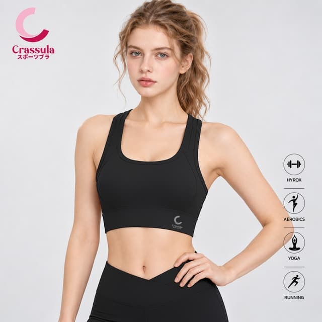 Crassula&Pandaสปอร์ตบราออกกําลังกาย เสื้อบราโยคะ Sport Bra เสื้อในสปอร์ตบรา ด้านหลังดีไซน์ผ้าตาข่าย