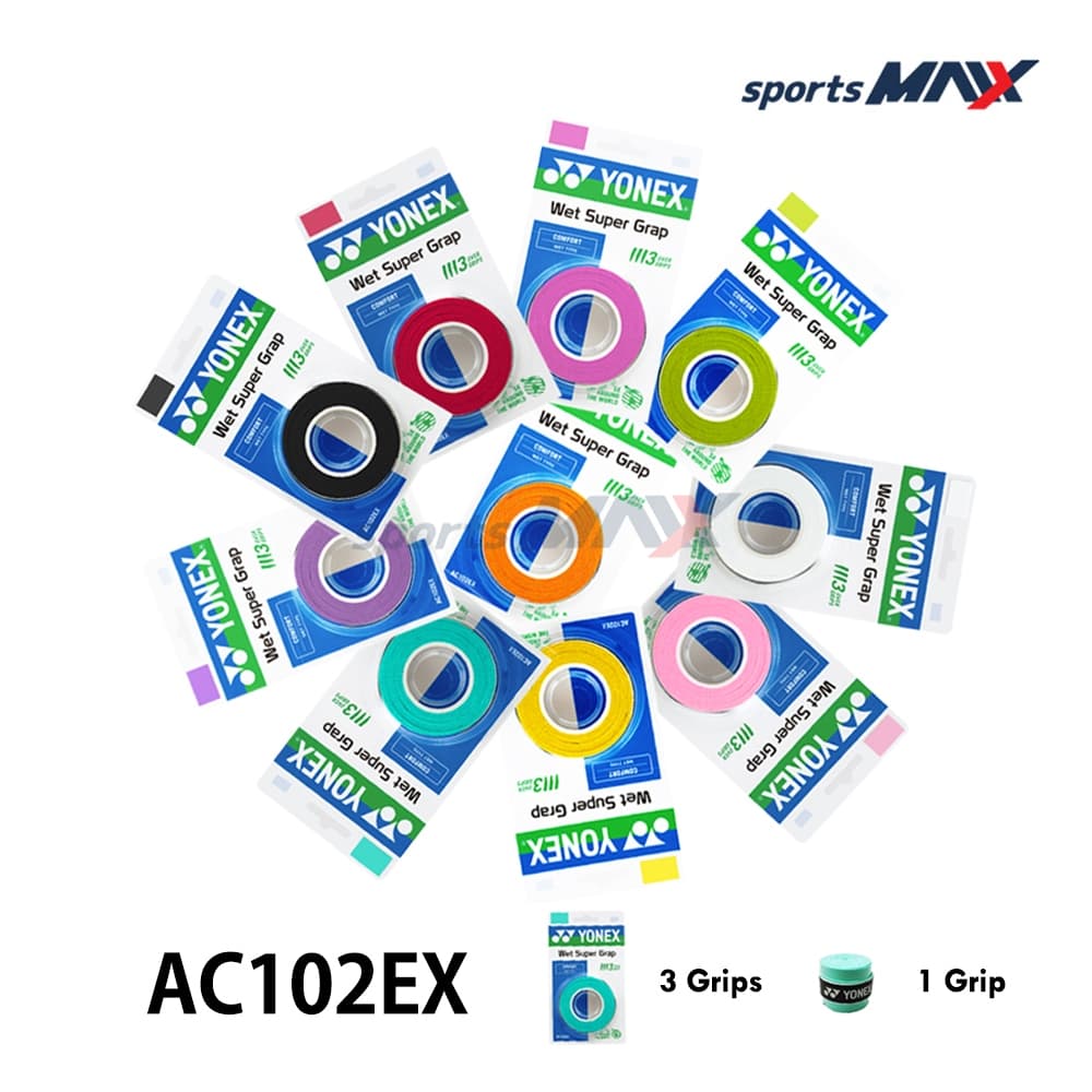 พันด้าม ไม้แบด ไม้เทนนิส Yonex รุ่น AC102EX Grip ม้วน (แพ็ค 3 ชิ้น / แบ่งขาย 1 ชิ้น ) กริ๊ป พันด้าม
