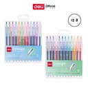 ชุดปากกาเจลสีแบบกด Bullet tip 0.5mm Deli รุ่น G118-12A / G118-12B (จําหน่าย1ชุด/12สี/12ด้าม)