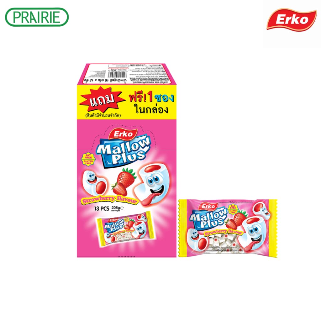 เออโก้ มินิ แมลโลว์ สตรอ 16ก. 12+1 / Erko Mini Mallow Strawberry 16g. 12+1