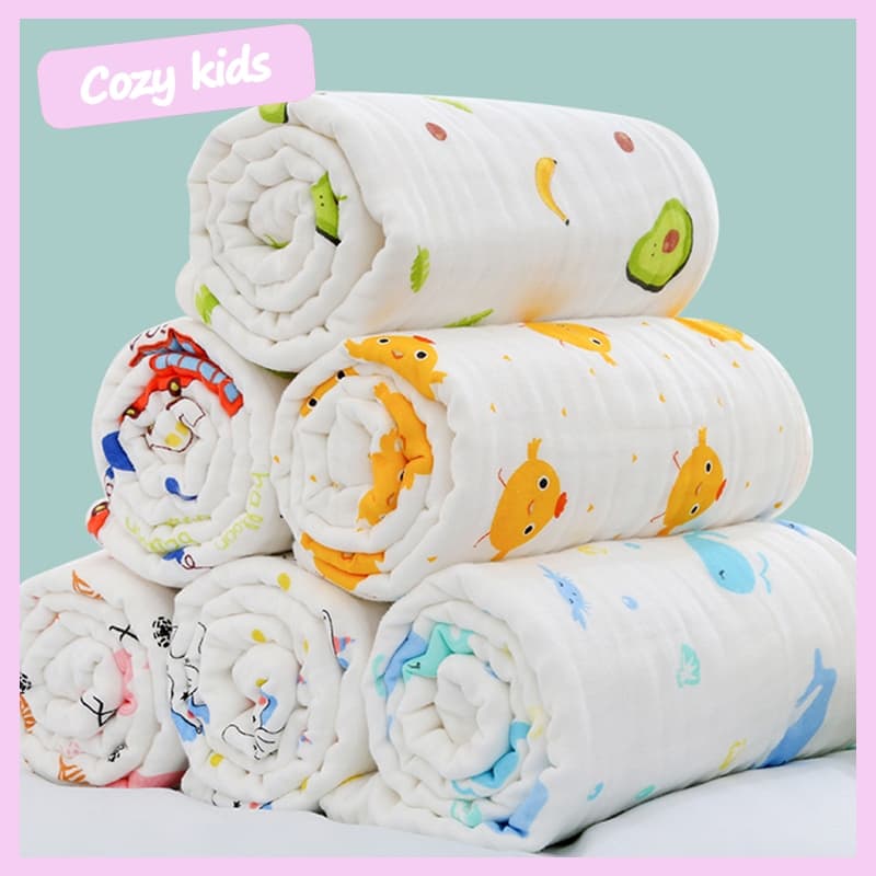 (พร้อมส่ง) ผ้าเช็ดตัว​เด็กเนื้อผ้ามัสลิน​คอตตอน​100% ผ้าขนหนูอาบน้ํา ผ้าฝ้ายแท้ 4 ชั้น สําหรับเด็กทารก