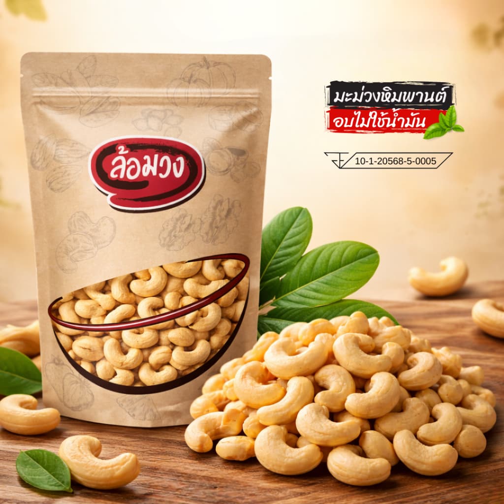 เม็ดมะม่วงหิมพานต์ อบไม่ใช้น้ํามัน 1 kg Jumbo/เม็ดใหญ่/เม็ดเล็ก by ล้อมวง มะม่วงหิมพานต์ ถั่ว ธัญพืช