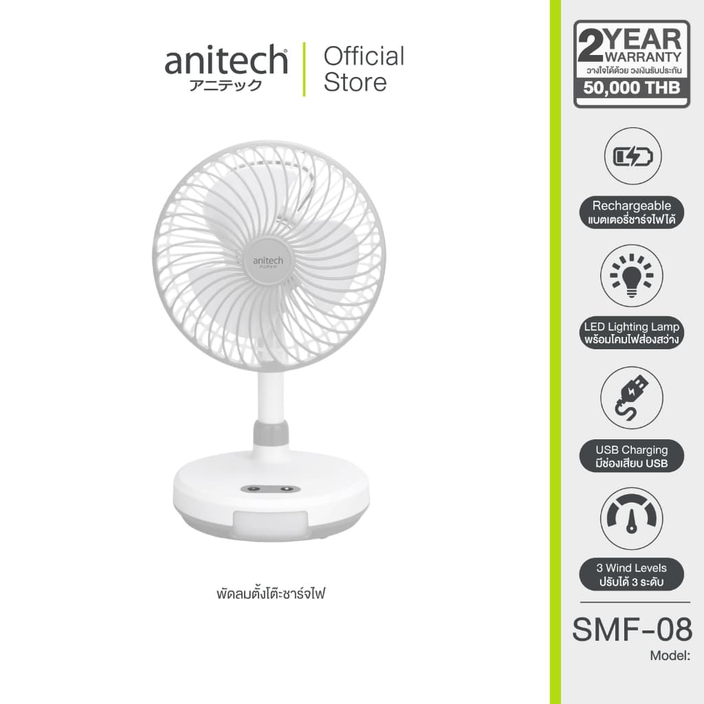 Anitech แอนิเทค พัดลมตั้งโต๊ะ 8 นิ้ว รุ่น SMF-08 [สินค้ารับประกัน 2 ปี]