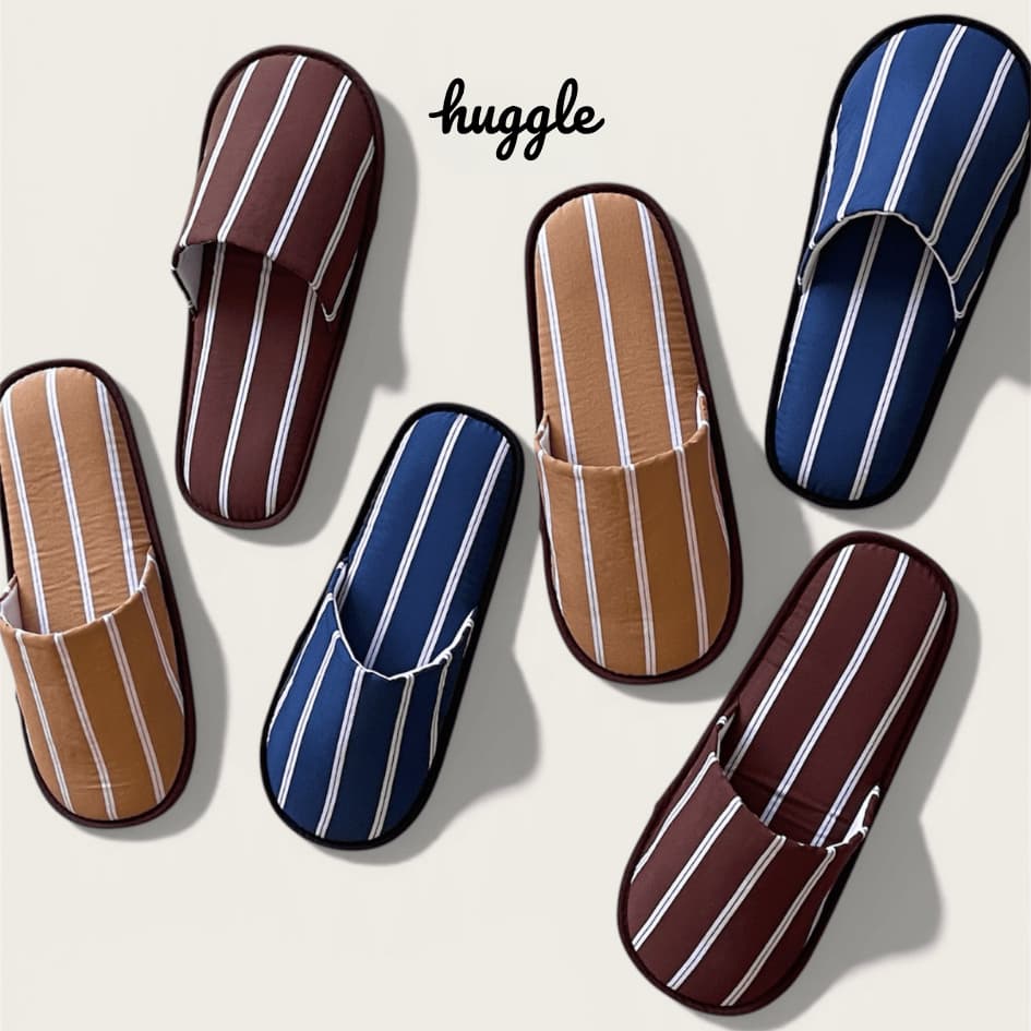 Stripe Me รองเท้าสลิปเปอร์หัวปิดและหัวเปิด รองเท้าใส่เดินในบ้าน ผ้าคอตตอลลายทาง ฟองน้ําหนานุ่มพิเศษ