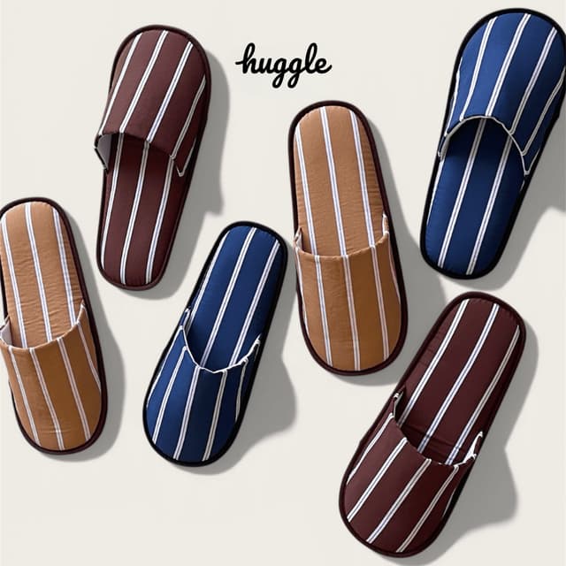 Stripe Me รองเท้าสลิปเปอร์หัวปิดและหัวเปิด รองเท้าใส่เดินในบ้าน ผ้าคอตตอลลายทาง ฟองน้ําหนานุ่มพิเศษ